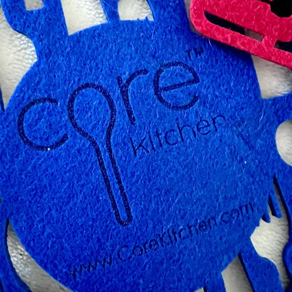 CORE KITCHEN Set of 2 Pot & Pan Felt Protector Pads Red & Blue Utensil Patterned